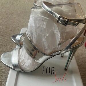 Steve Madden silver foil strap sandal